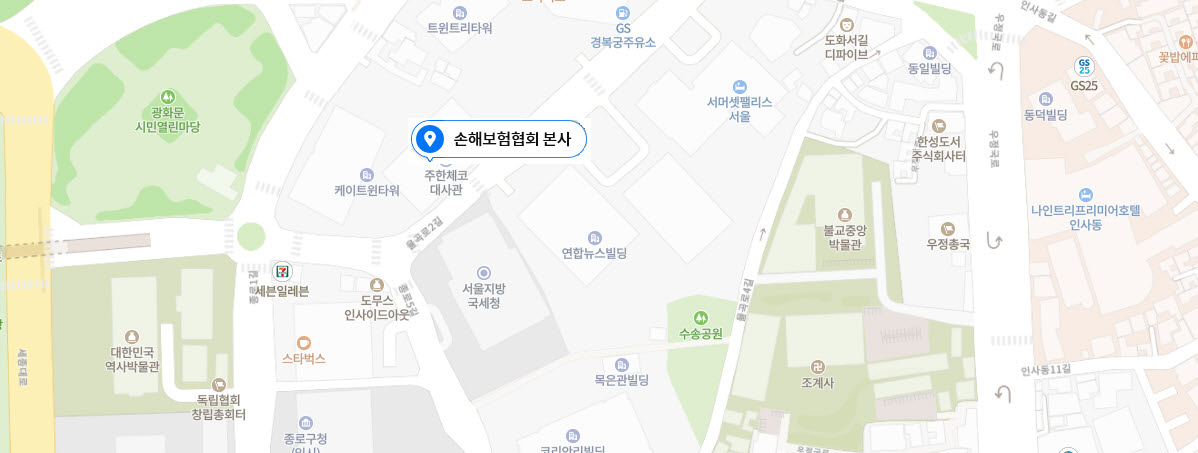 손해보험협회 본부 지도