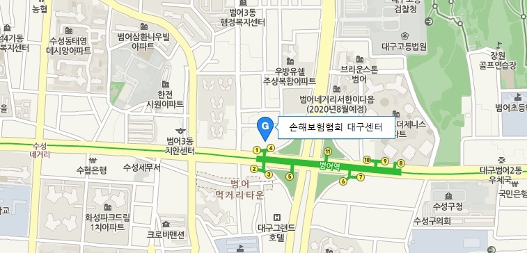 손해보험협회 대구센터 지도