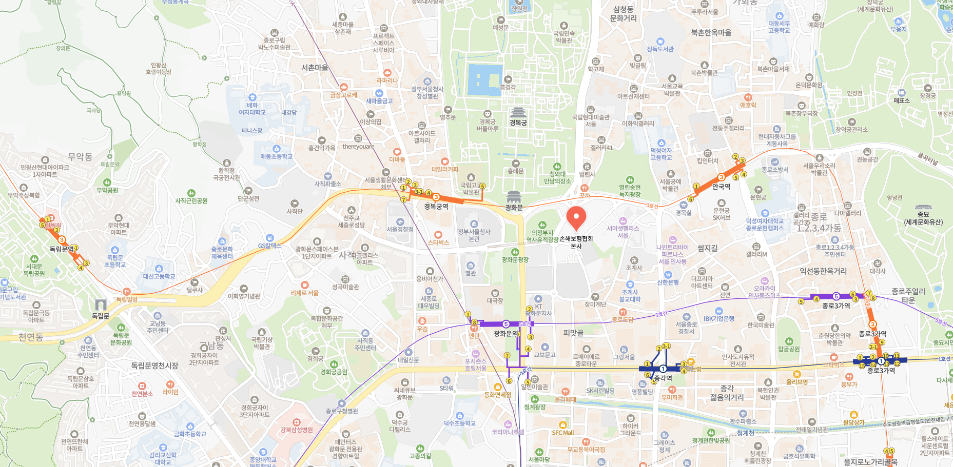 손해보험협회 본사 지도